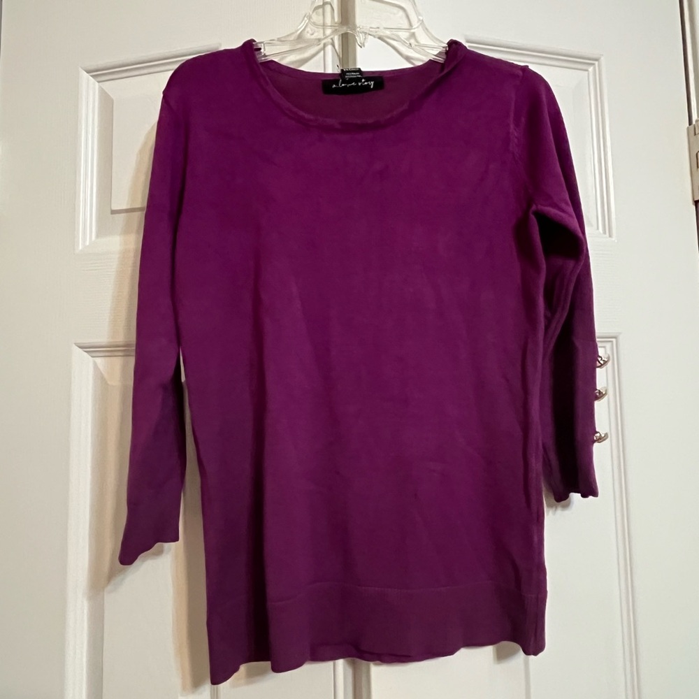 Elegant Purple Top with Gold Button Detail